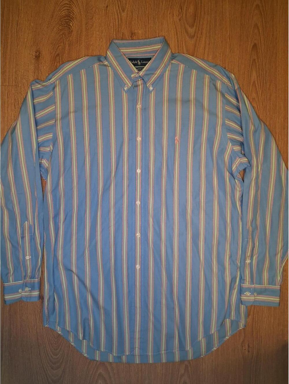 VINTAGE Polo Ralph Lauren Shirt Mens 16 Large Blue Striped